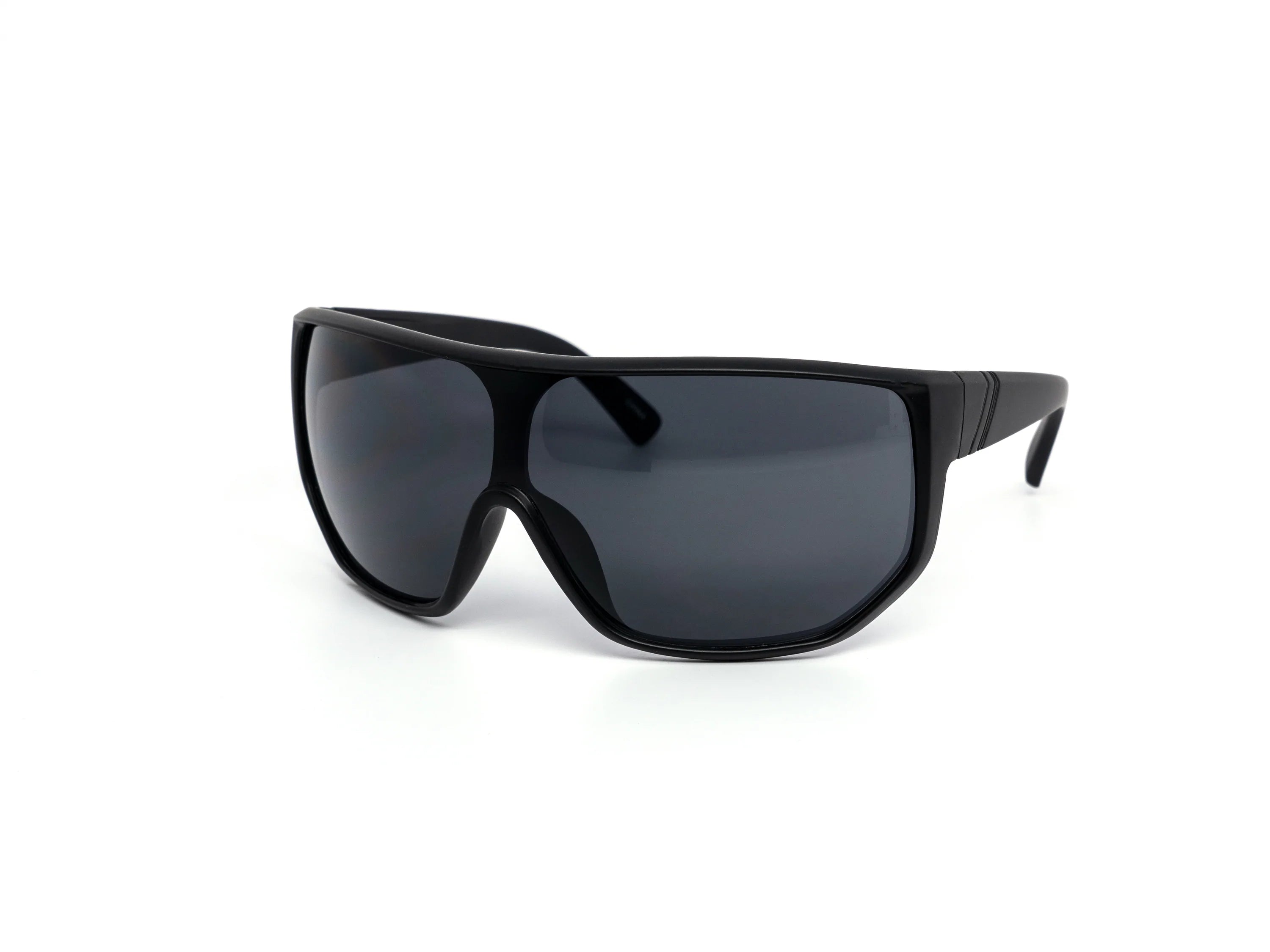 Black sunglasses with dark lenses on a white background